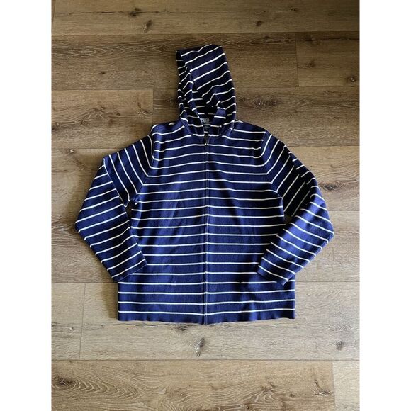 Y2k Polo Ralph Lauren Mens Blue Striped Knit Long Sleeve Full Zip Sweater Large - Picture 1 of 3
